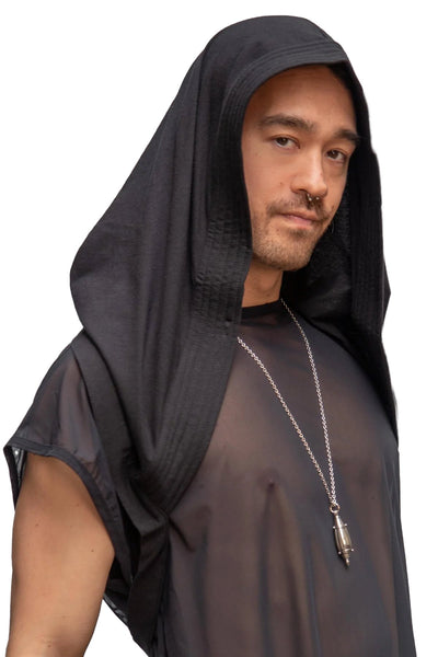 【DISCERNMENT】Step Hood Half Shirt Tackle Football Hooded Sleeveless Compression Shirt