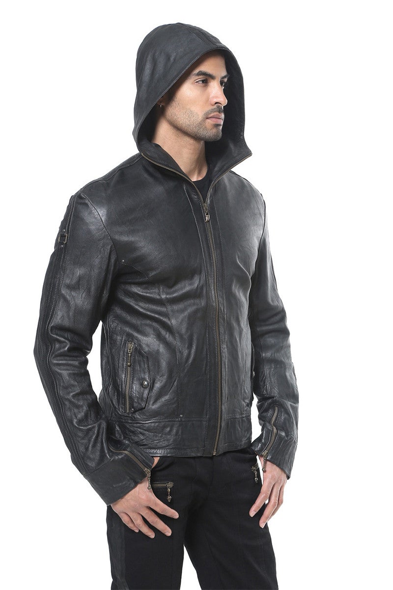 Jan Hilmer Leather Elk Hoody - Jackets-Mens - Small / Ships Now - FIVE AND DIAMOND