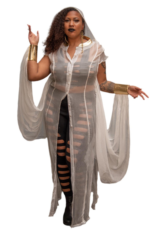 5D x Eyecon Priestess Robe - leather/silk Dresses Eyecon 