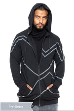 5D x Stellar Dust Chevron Zip Hoody - bamboo Made to Order 5D x Stellar Dust 