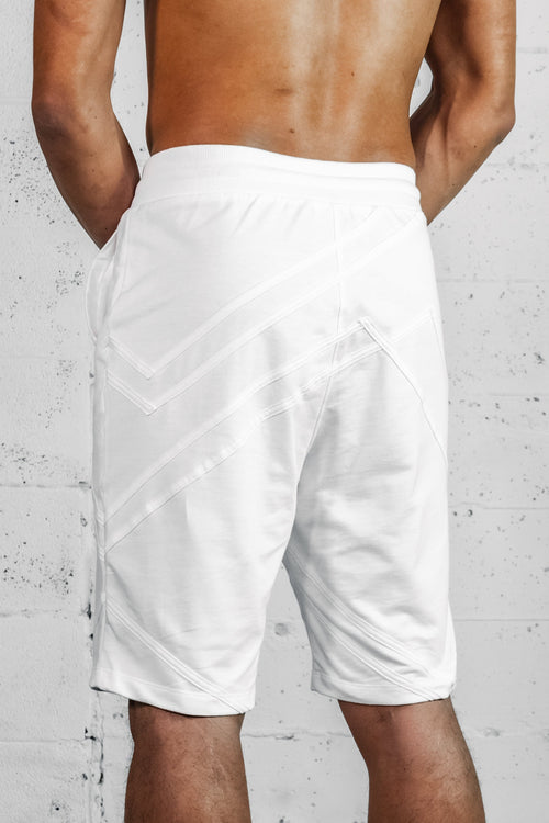 5D x Stellar Dust Mens Chevron Shorts - white/white Shorts-Mens 5D x Stellar Dust 