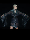 Cyberesque Gaya Kimono - chiffon/faux leather Tops-Womens Cyberesque 