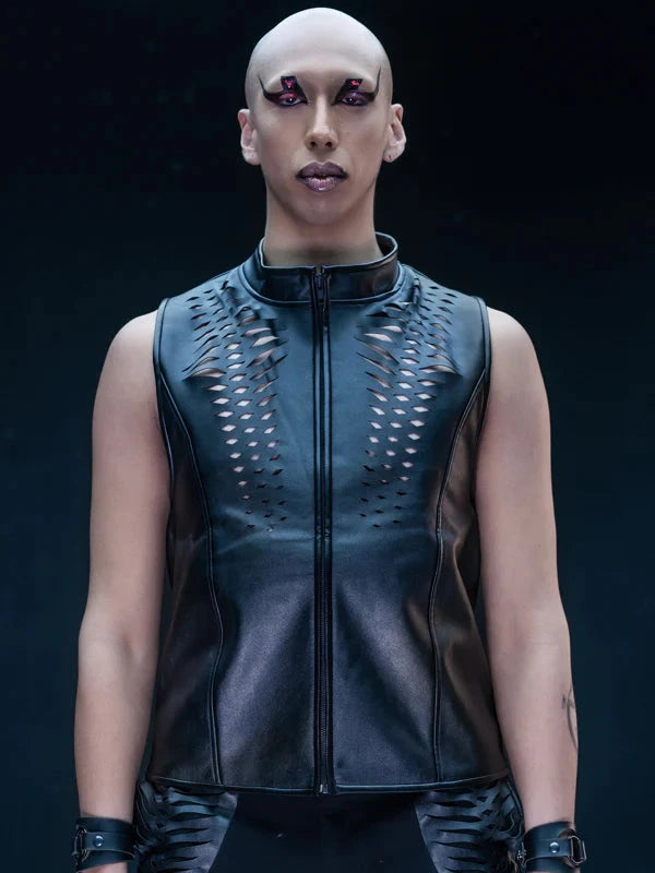 Cyberesque Kamaloka Vest - faux leather Vests-Mens Cyberesque 