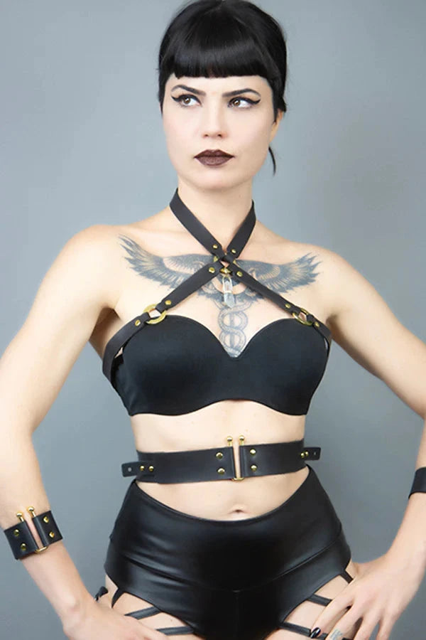 Cyberesque Opus Harness - faux leather Collars Cyberesque 