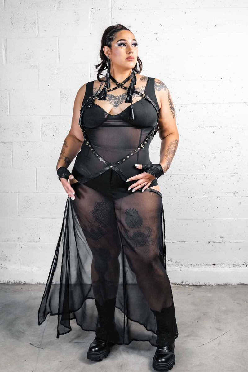 leather harness dress Five and Diamond Atlantean women's body harness fashion
