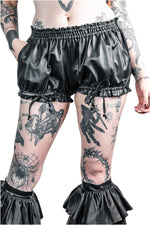 Five and Diamond Bloomer Hot Pants - leather/mesh Shorts-Womens FIVE AND DIAMOND 