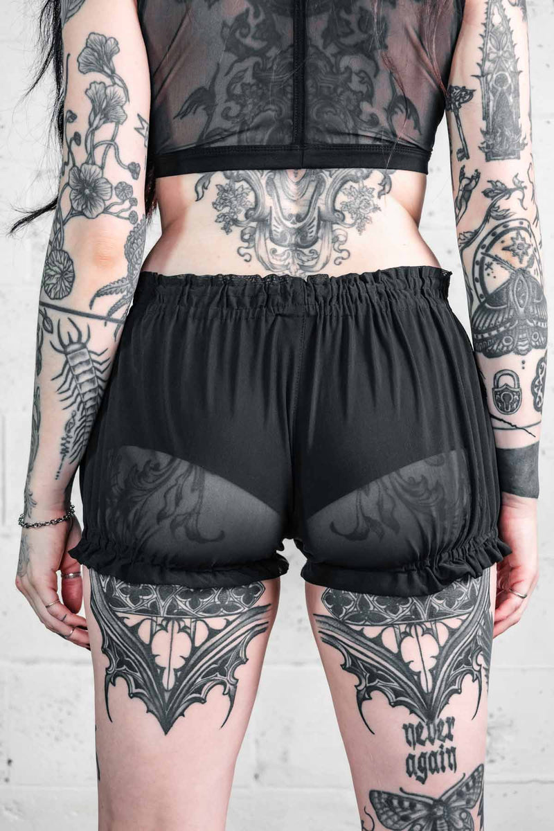 Five and Diamond Bloomer Hot Pants - leather/mesh Shorts-Womens FIVE AND DIAMOND 