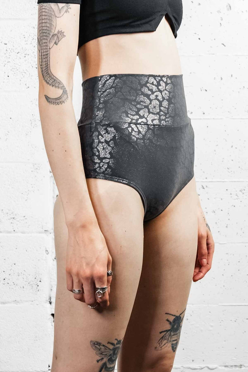 Five and Diamond Cheeky Shorts - silver leopard Bottoms FIVE AND DIAMOND 