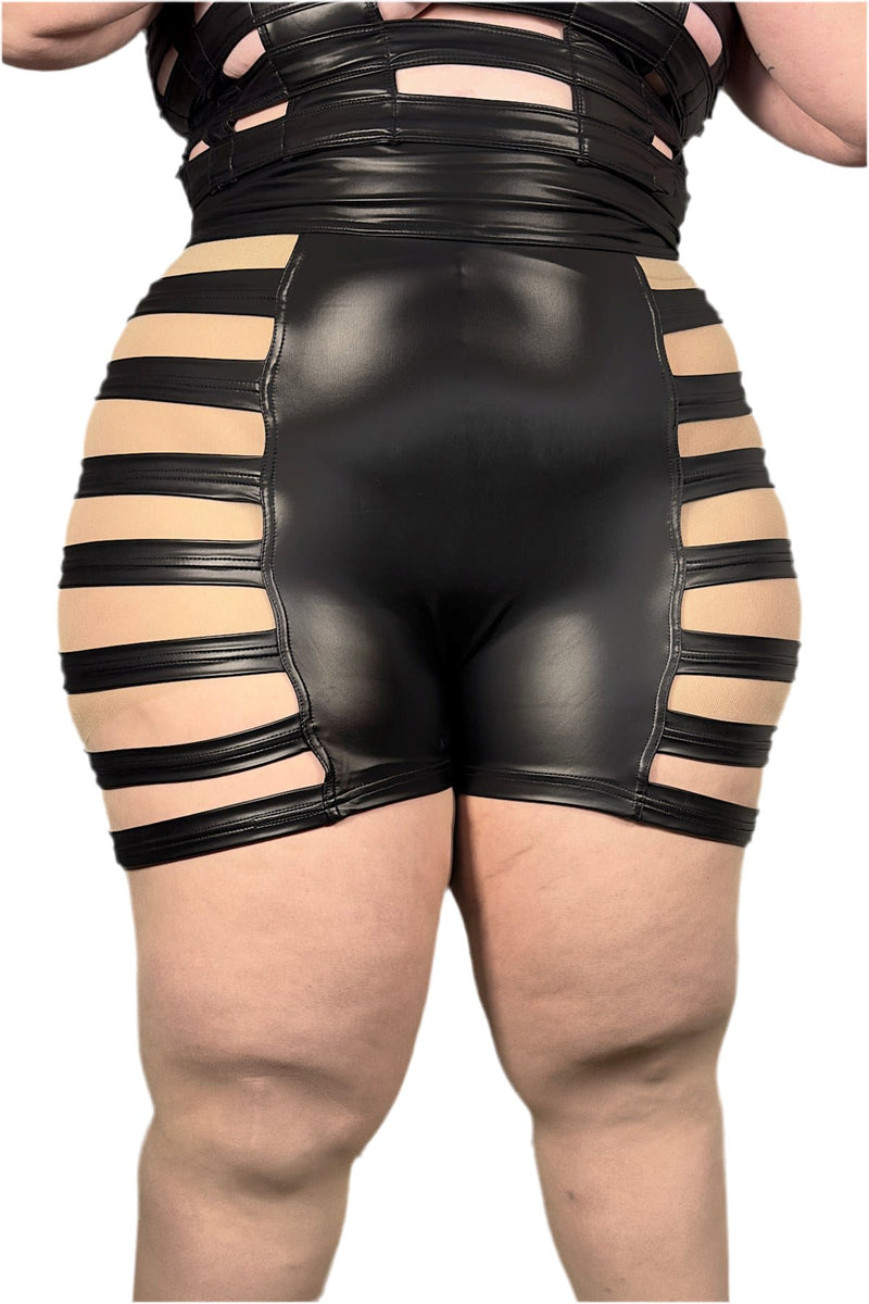 Five and Diamond Delila Curve Shorts - faux leather Cage FIVE AND DIAMOND 