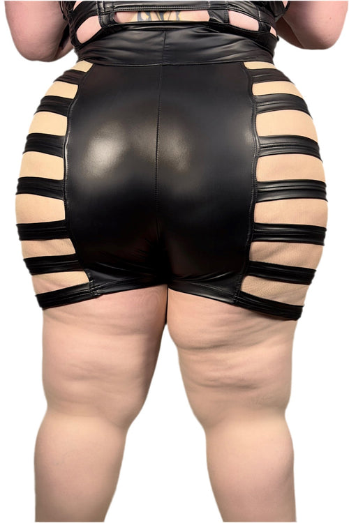 Five and Diamond Delila Curve Shorts - faux leather Cage FIVE AND DIAMOND 