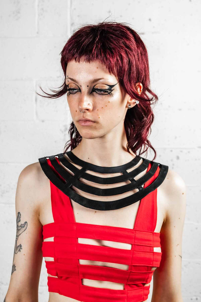 Five and Diamond Desert Cage Chestplate - leather Collars FIVE AND DIAMOND 