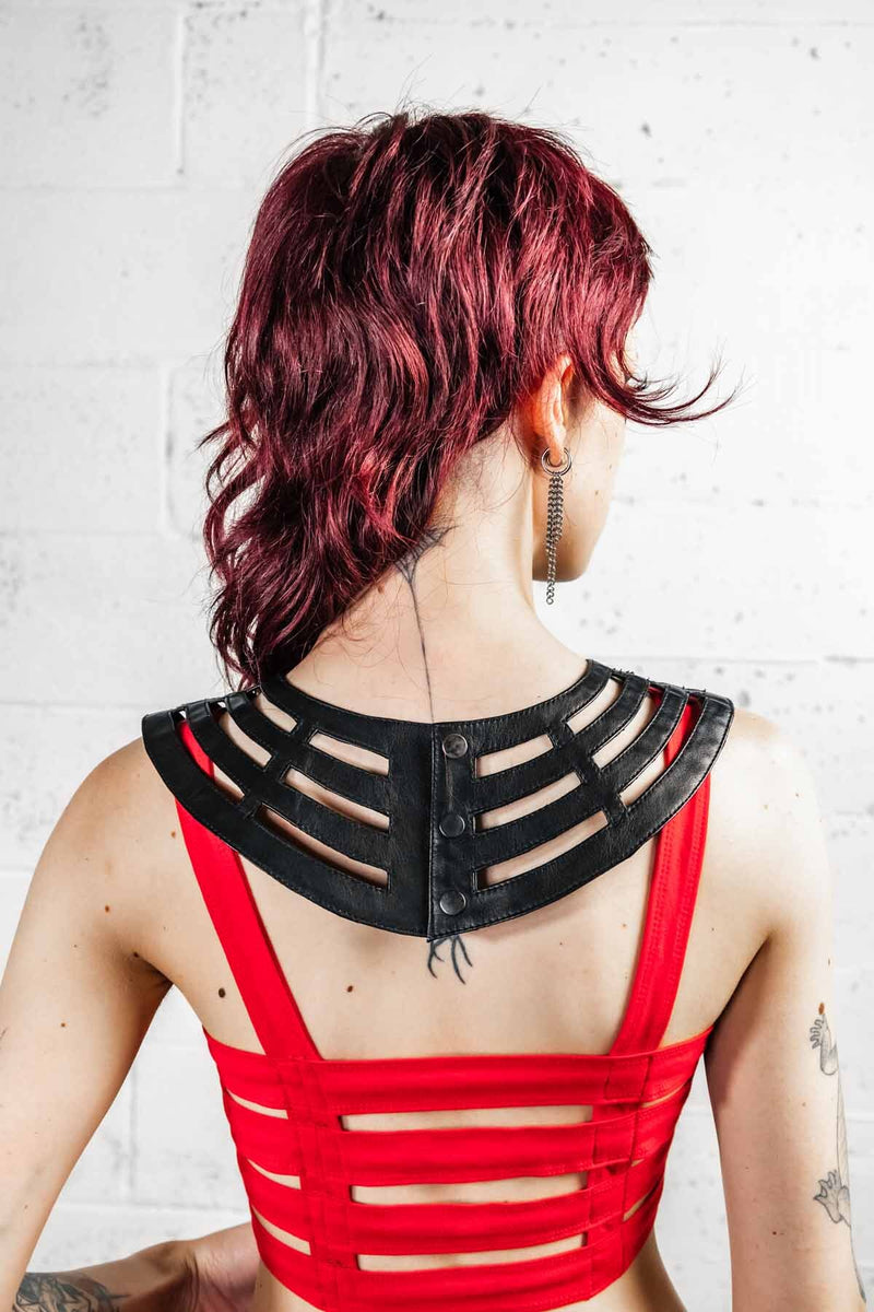 Five and Diamond Desert Cage Chestplate - leather Collars FIVE AND DIAMOND 