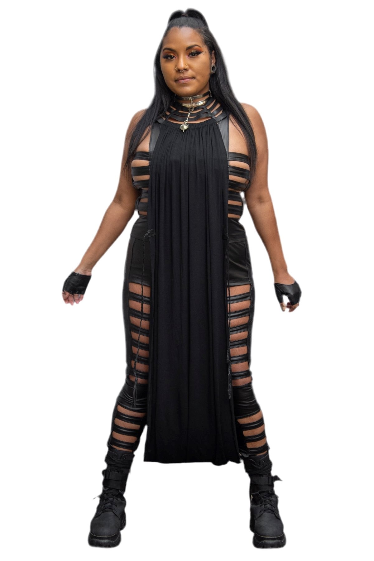 Five and Diamond Desert Cage Dress - leather/viscose Five and Diamond Desert Cage Dress - leather/viscose