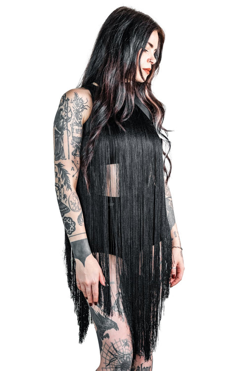 Five and Diamond Fringe Halter Dress - cotton Collars FIVE AND DIAMOND 