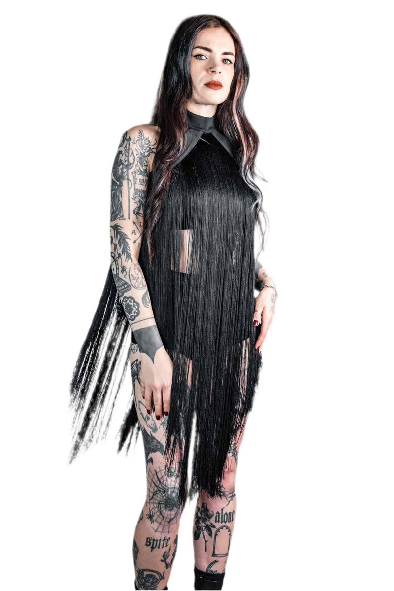 Five and Diamond Fringe Halter Dress - cotton Collars FIVE AND DIAMOND 