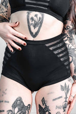 Five and Diamond Gamut Booty Shorts - cotton/mesh Shorts-Womens FIVE AND DIAMOND 