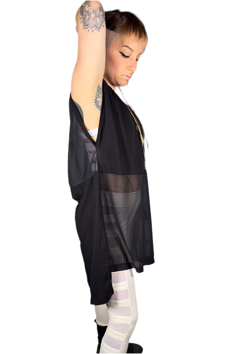 Five and Diamond Half Mesh Oversize Top - cotton/mesh Shirts-Mens FIVE AND DIAMOND 