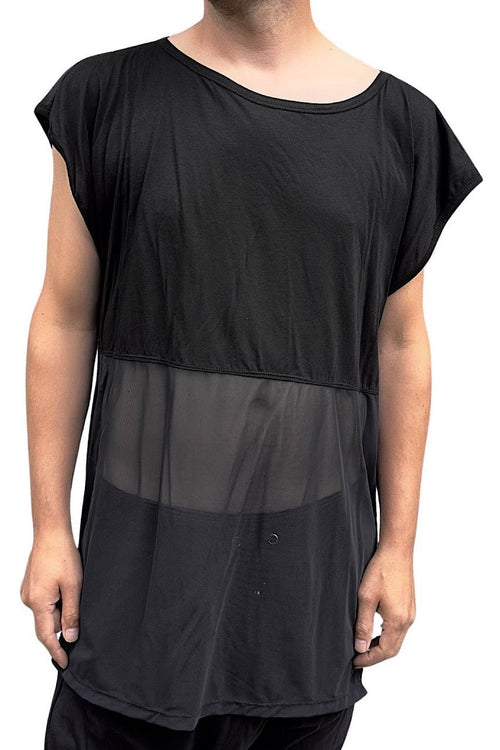 Five and Diamond Half Mesh Oversize Top Tops-Womens FIVE AND DIAMOND 