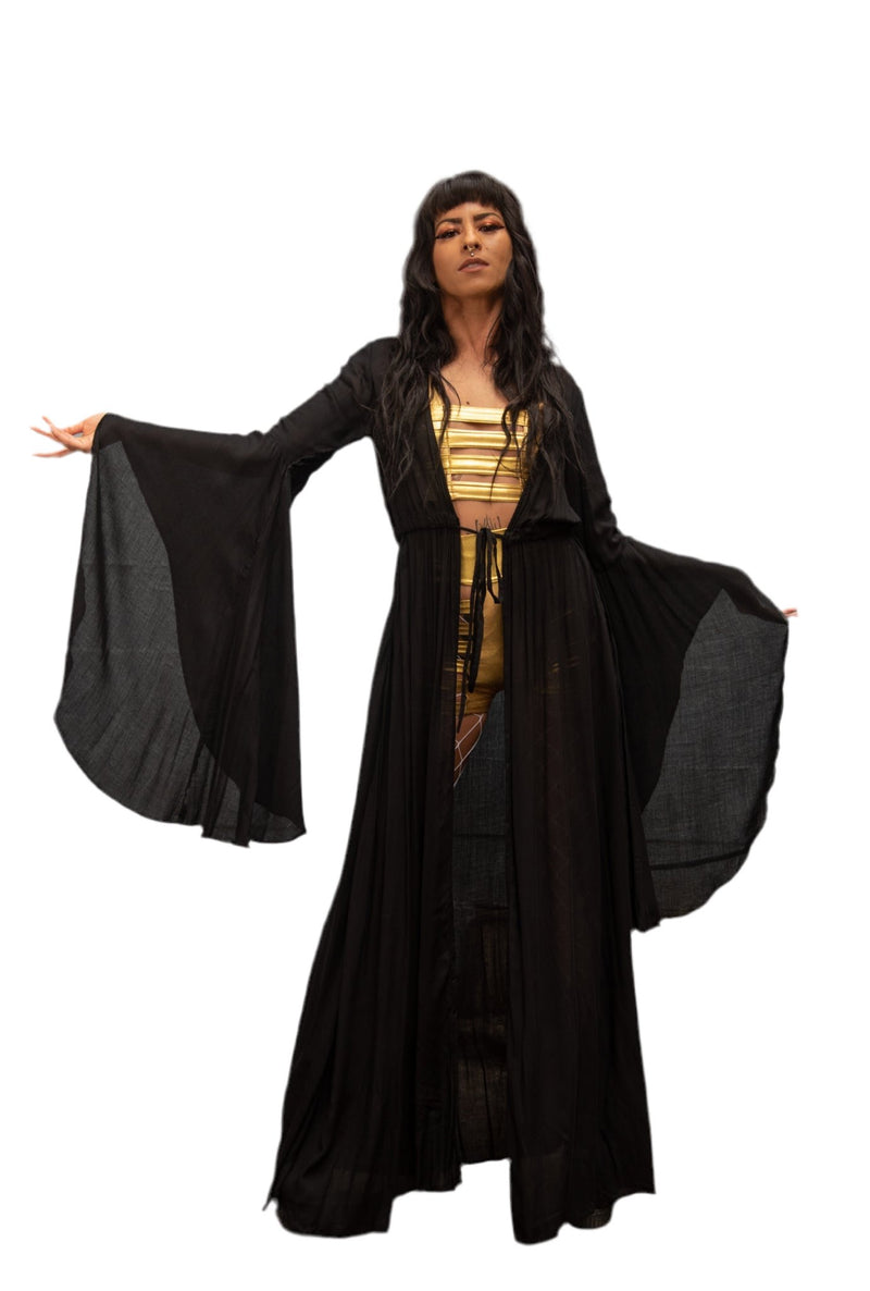 Five and Diamond Morticia Robe - rayon Black (no fringe) / Large Five and Diamond Morticia Robe - rayon Black (no fringe) / Large