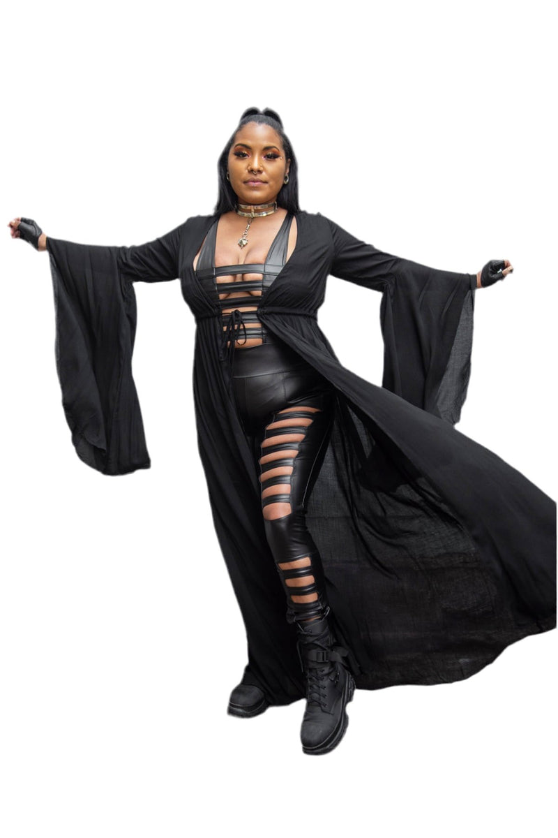 Five and Diamond Morticia Robe - rayon Black (no fringe) / Large Five and Diamond Morticia Robe - rayon Black (no fringe) / Large