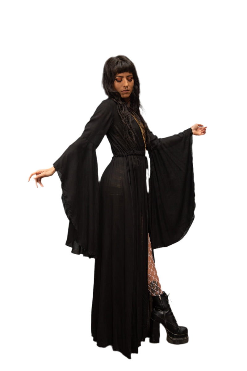 Five and Diamond Morticia Robe - rayon Black (no fringe) / Large Five and Diamond Morticia Robe - rayon Black (no fringe) / Large