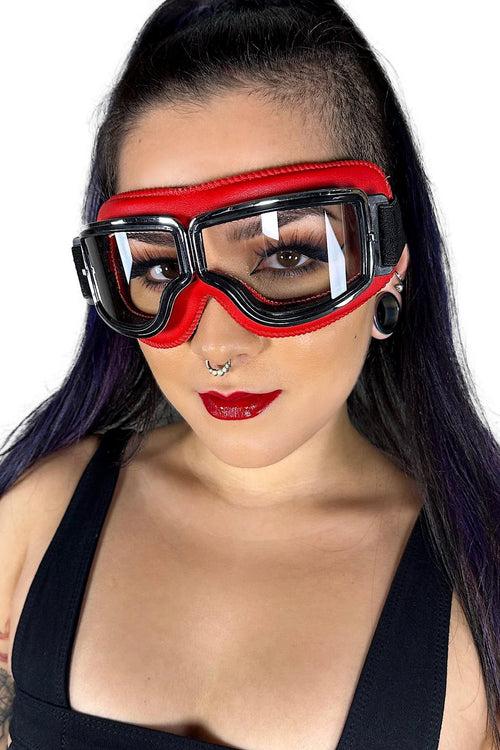 Retro, Foldable Motorcycle Goggles - Red Goggles Showcase 