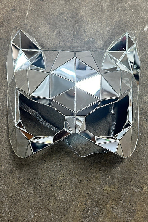 Silver Polygonal Mirror Cat Mask Mask Showcase 
