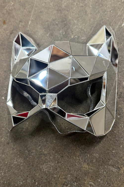 Silver Polygonal Mirror Cat Mask Mask Showcase 