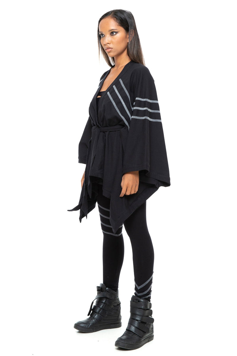 5D x Stellar Dust Asymmetric Kimono Jacket - Hoodies - Womens -  - FIVE AND DIAMOND