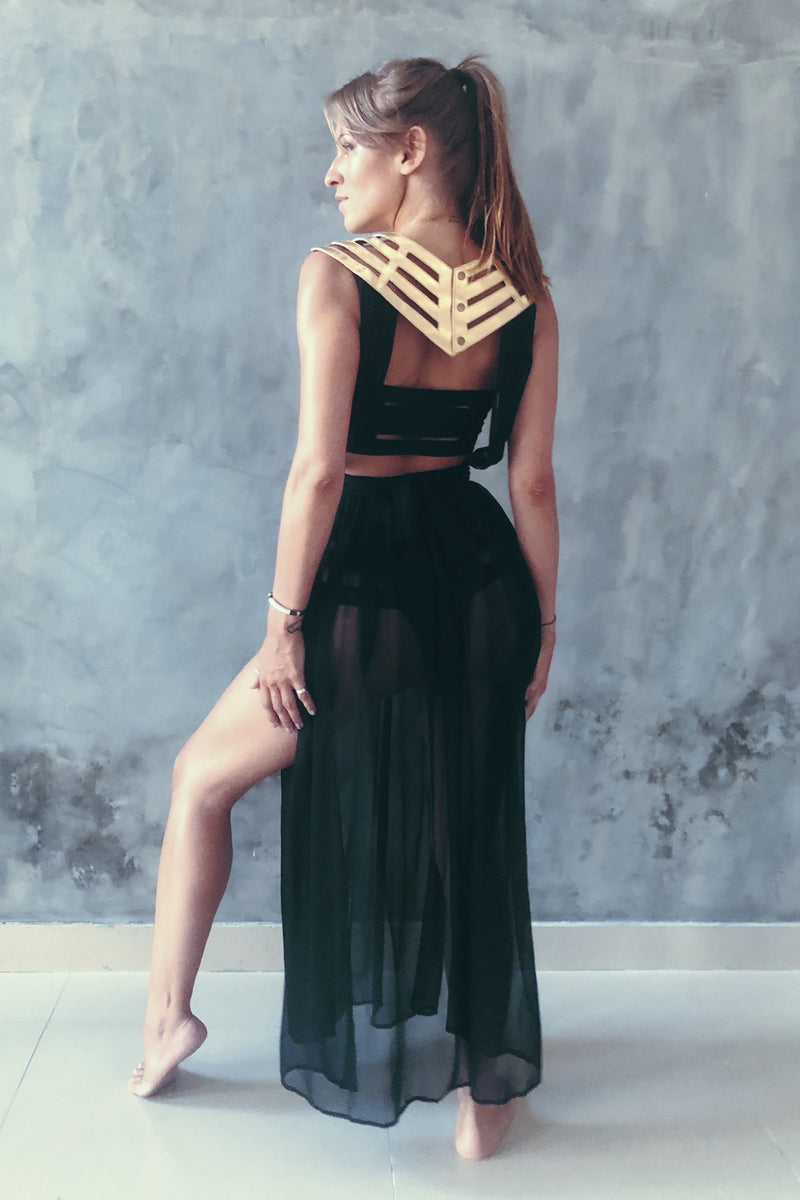 5D x Stellar Dust Chevron Cage Dress - leather/silk FIVE AND DIAMOND 5D x Stellar Dust Chevron Cage Dress - leather/silk FIVE AND DIAMOND