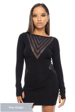 5D x Stellar Dust Chevron Mesh Mini Dress / PRE-ORDER - Dresses -  - FIVE AND DIAMOND