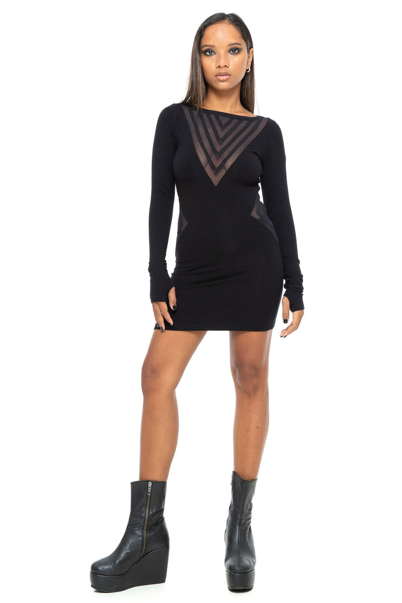 5D x Stellar Dust Chevron Mesh Mini Dress / PRE-ORDER - Dresses -  - FIVE AND DIAMOND