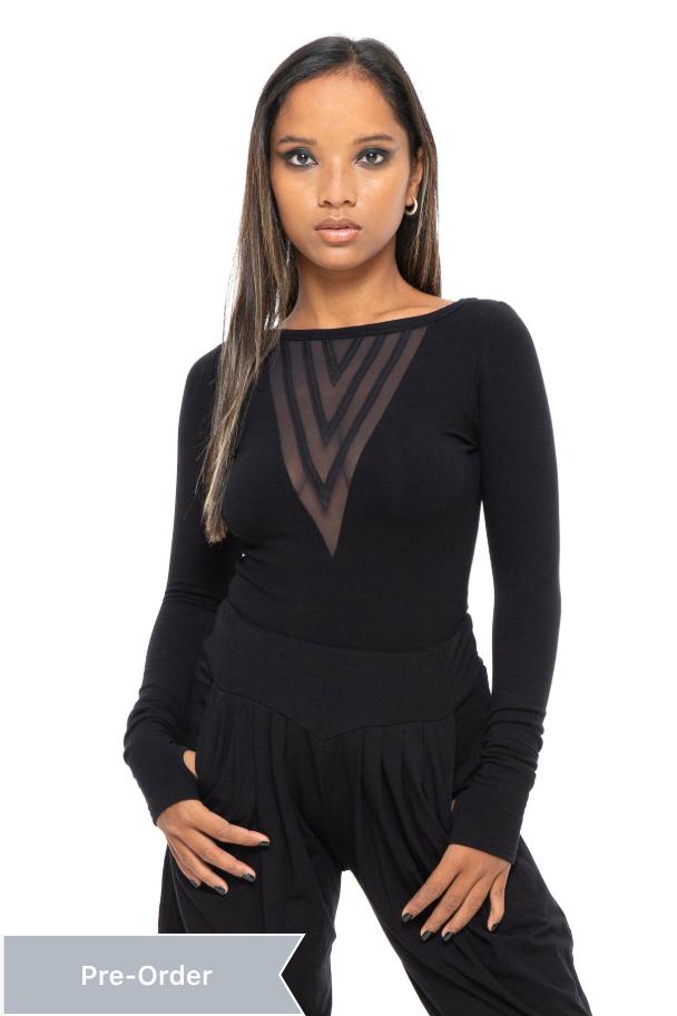 5D x Stellar Dust Chevron Mesh Top - Tops-Womens -  - FIVE AND DIAMOND