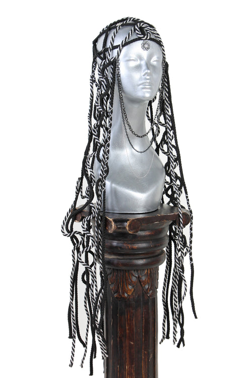 Black and White Braided Rope and Chain by Lotuscircle / HEADGEAR V - Headgear -  - FIVE AND DIAMOND