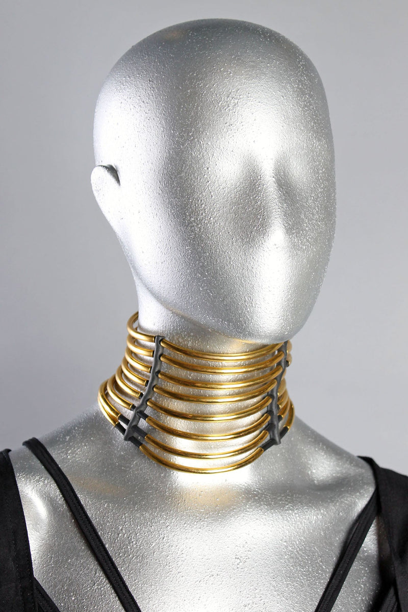 Cyberesque Long Neck Collar - Brass - Necklaces -  - FIVE AND DIAMOND