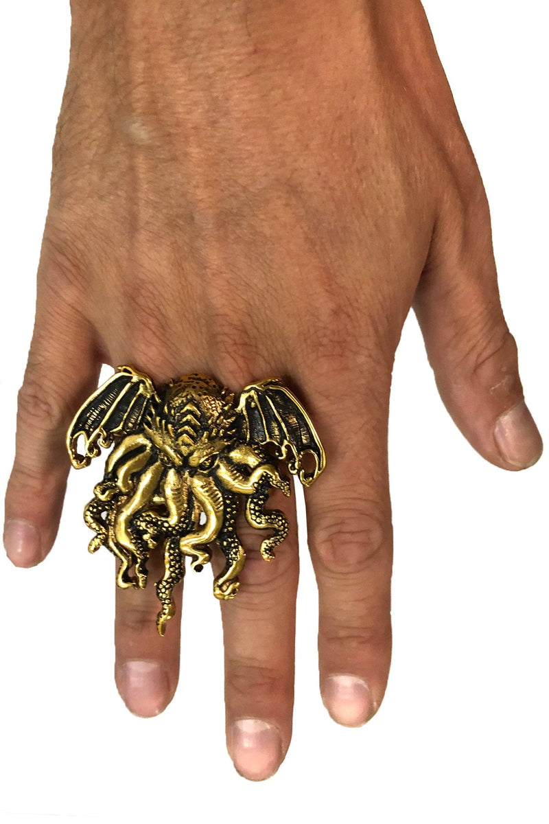 Eyecon / Miss Monster Double Finger Cthulhu Ring - Brass - Rings - 6/7 - FIVE AND DIAMOND