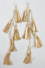 Five and Diamond Braided 5 Tassel Earrings - Gold - Earrings - Classic -  - FIVE AND DIAMOND