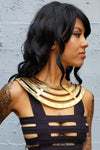 Five and Diamond Desert Cage Collar - Collars - Ships Now / Gold Leather - FIVE AND DIAMOND