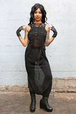 Five and Diamond Desert Cage Dress - Leather/Silk - Dresses - One Size - FIVE AND DIAMOND