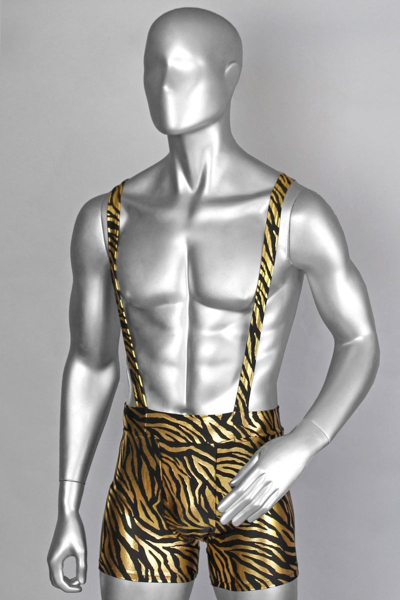 Five and Diamond Manties with Suspenders Black/Gold - Last sizes SM & XL - Swim-Men - Small - FIVE AND DIAMOND