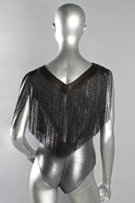 Five and Diamond V Neck Fringe - Black Leather - Collars -  - FIVE AND DIAMOND