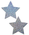 Glittering Silver Star Reusable Nipple Pasties by Pastease - Pasties -  - FIVE AND DIAMOND