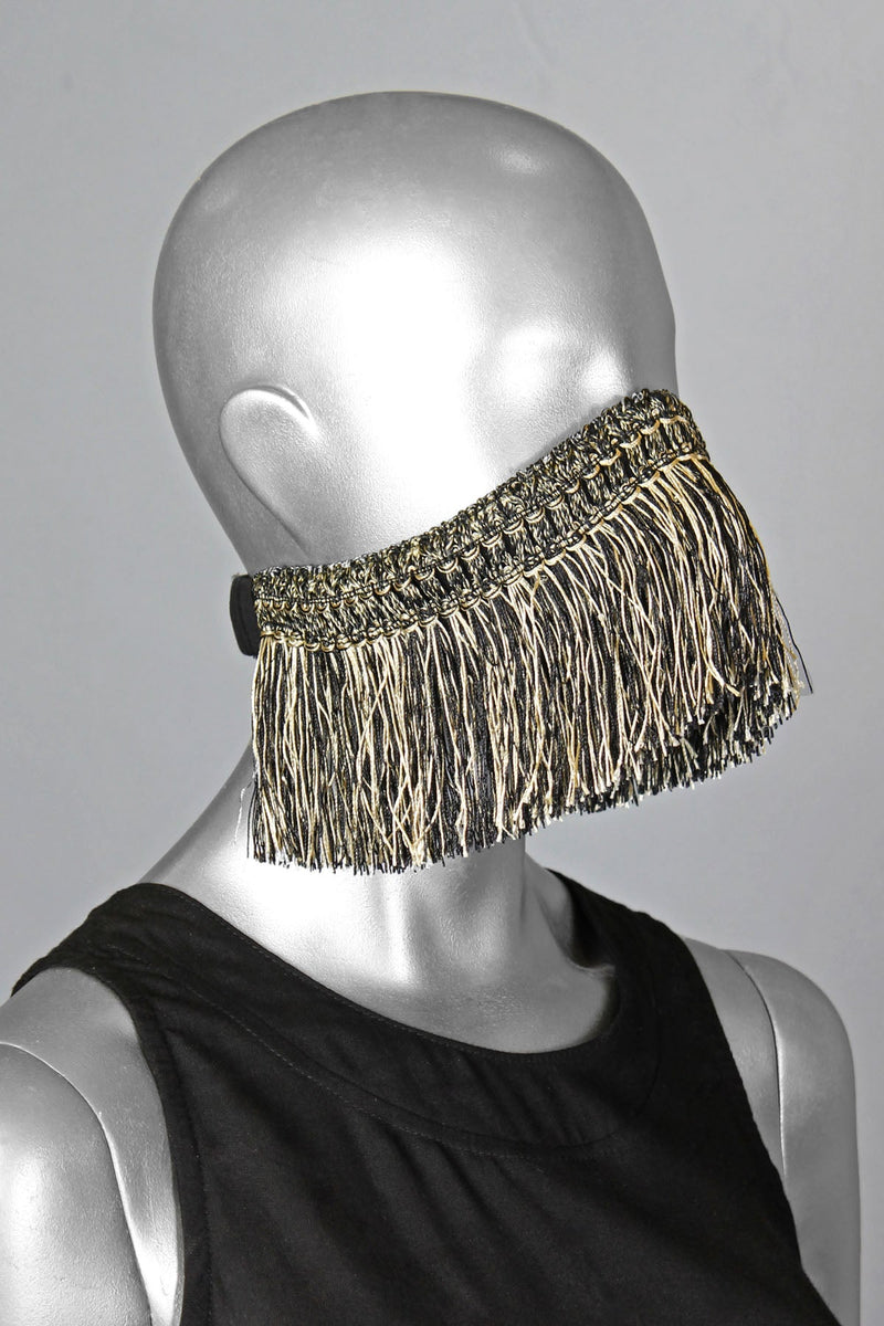 Harem Fringe Dust Mask - Black/Gold - Dust Mask -  - FIVE AND DIAMOND