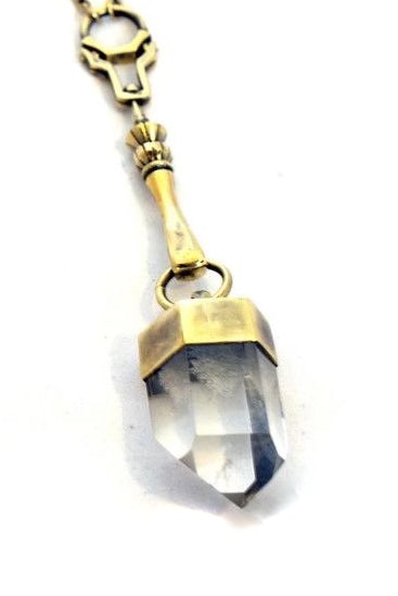 Hilmer x Sparrow Crystal Spire Necklace - Brass - Necklaces -  - FIVE AND DIAMOND