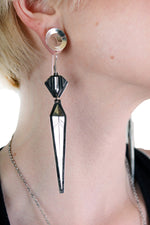 Hilmer x Sparrow Deco Spire Earrings - Earrings - Classic - White Brass - FIVE AND DIAMOND