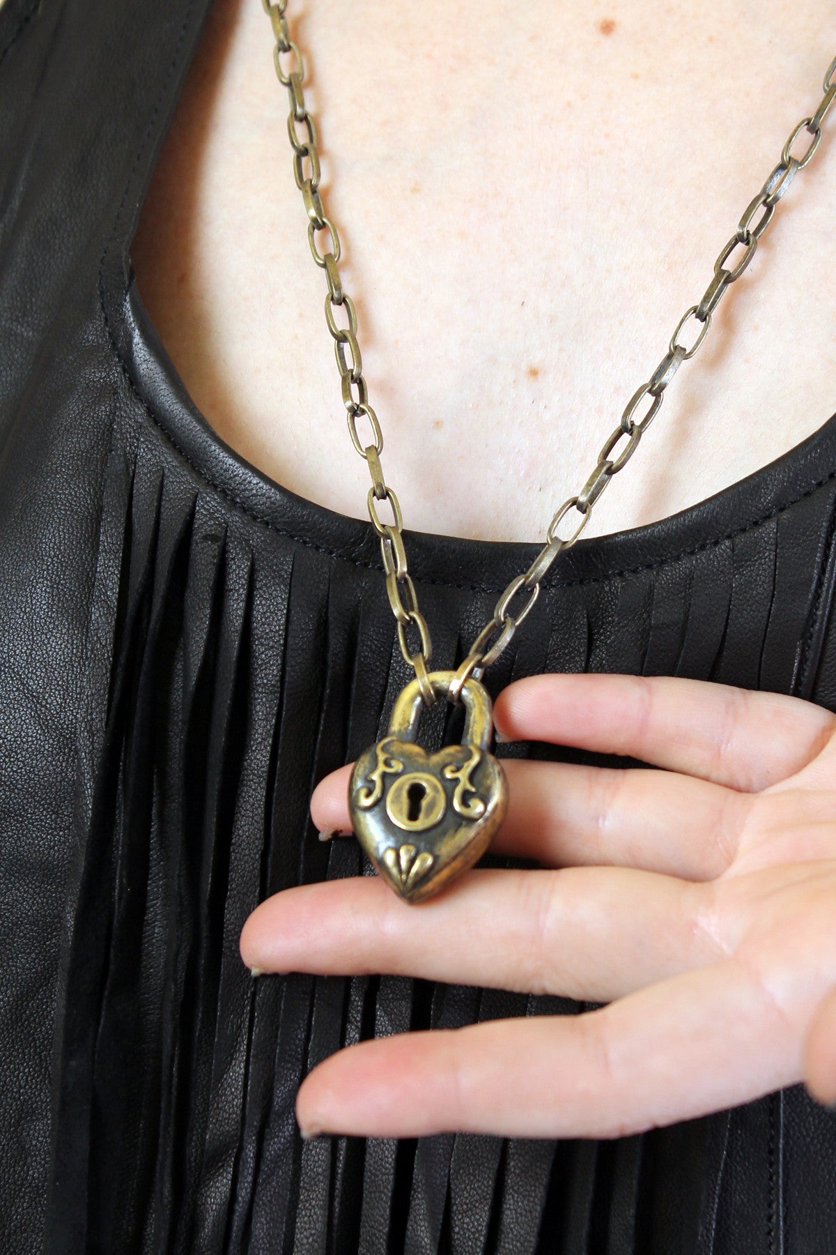 Heart Padlock Pendant Necklace in Silver | Lisa Angel