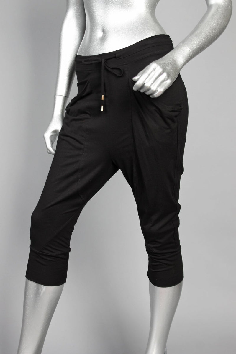 GF Ferre Black Viscose Cropped Harem Pants • Fashion Brands Outlet