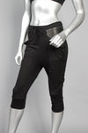 Hilmer x Sparrow Onyx Harem Cropped Pants - With Leather - Pants-Womens -  - FIVE AND DIAMOND