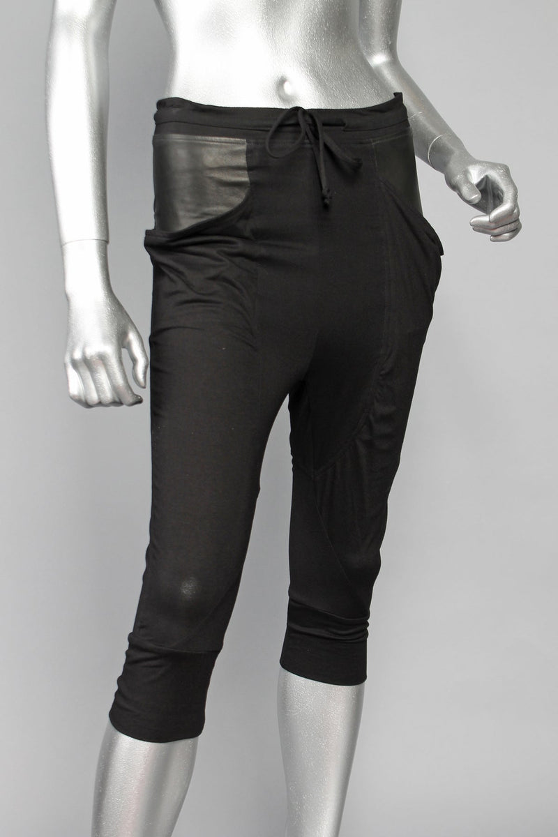 Hilmer x Sparrow Onyx Harem Cropped Pants - With Leather - Pants-Womens -  - FIVE AND DIAMOND