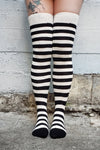 Horizontal Striped Cotton Socks - Black & White - Socks -  - FIVE AND DIAMOND